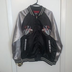 Large Japanese Sukajan Jacket with Koi Fish Embroidery